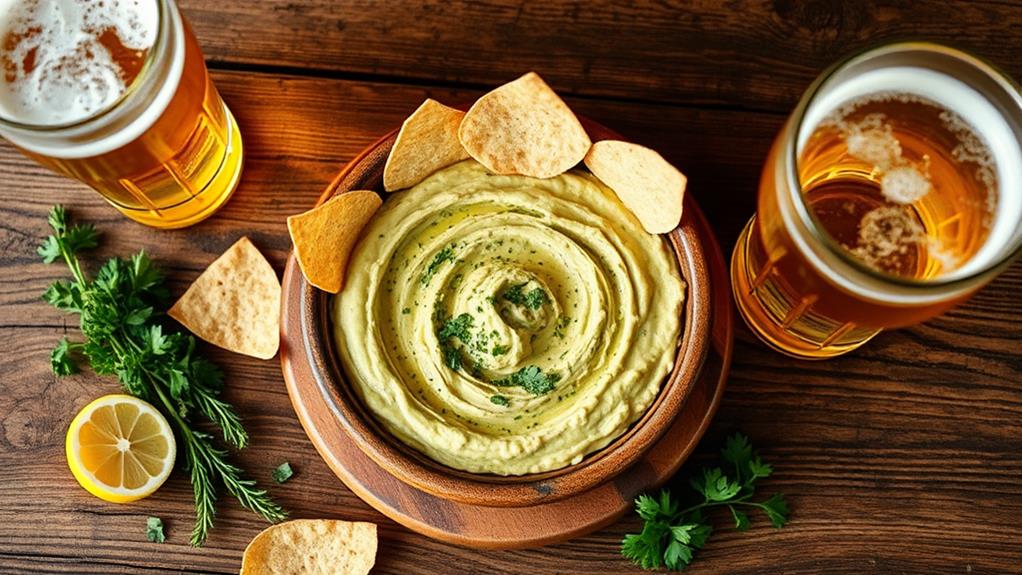 beer avocado hummus chips