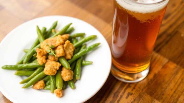 beer complemented fried green beans