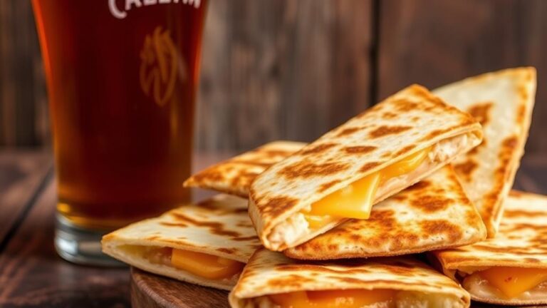 beer paired chicken quesadilla wedges