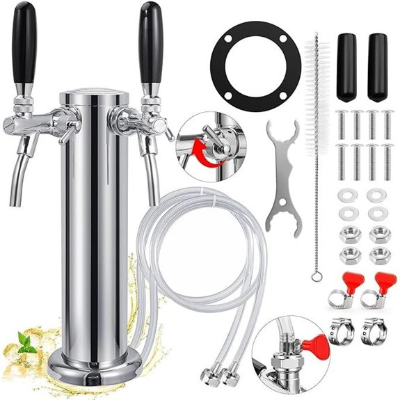 New Adjustable Dual Tap Kegerator Tower
