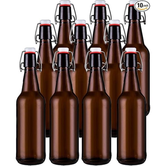 Jucoan 10 Pack Amber Glass Beer Bottles