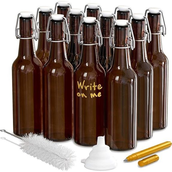 Nevlers Amber Swing Top Glass Bottles (12 Pack)