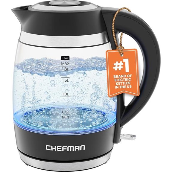 Chefman 1.8L Electric Glass Kettle with Auto Shut-Off