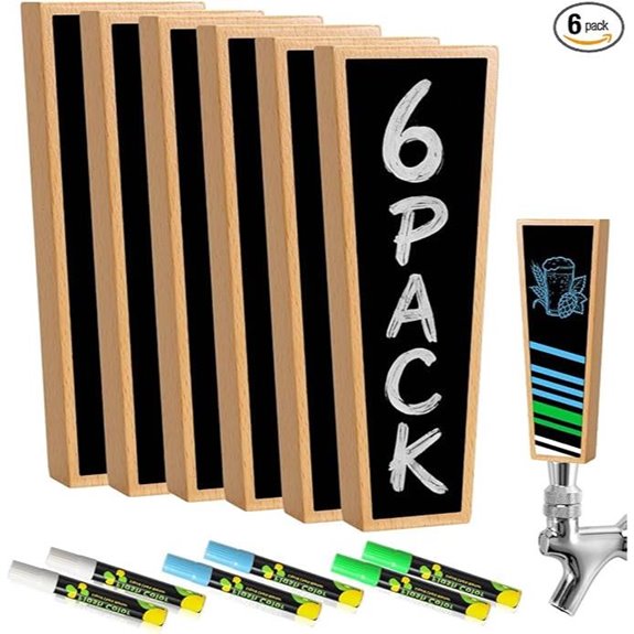 6Pcs Wooden Beer Tap Handle with Chalk Markers