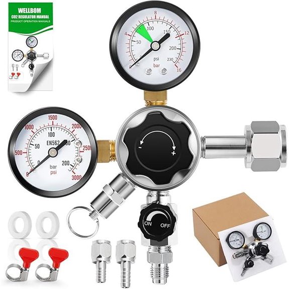 High Pressure CO2 Regulator with Pressure Gauge
