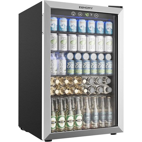 EUHOMY 4.5 Cu.ft Beverage Cooler with Glass Door