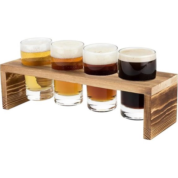 Beer Flight Tasting Glasses & Wooden Board (Set of 4)