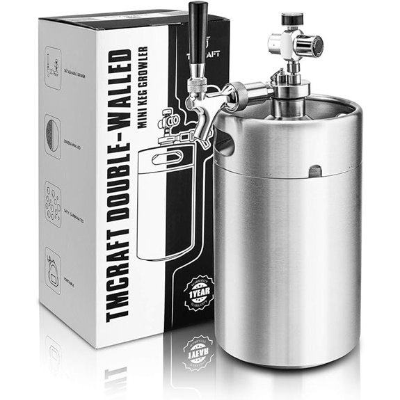 TMCRAFT 128OZ Double-Walled Mini Keg Growler Dispenser