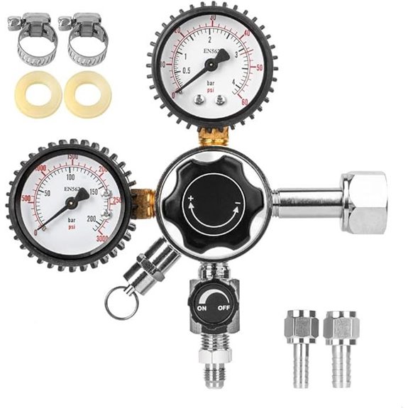 Gancowise CGA-320 Keg CO2 Regulator with Dual Gauges
