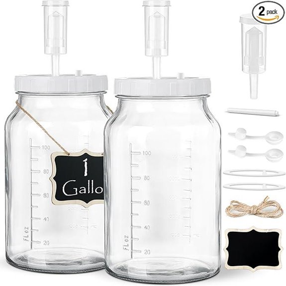 2 Pack 1-Gallon Fermentation Jars with Airlocks