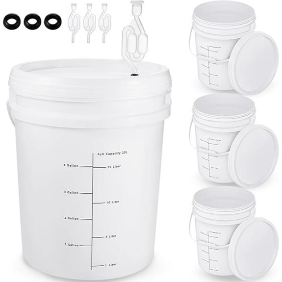 Ziliny 4-Pack 6.5 Gallon Fermentation Buckets