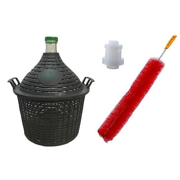 North Mountain 15L Glass Demijohn with Airlock and Brush