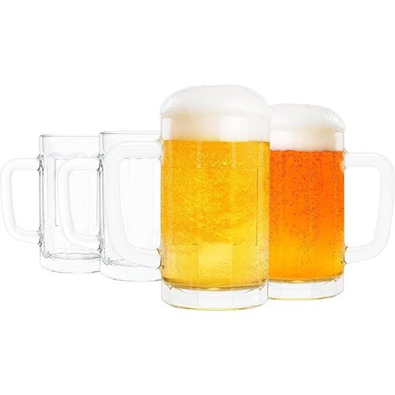 4 Pack 16oz Heavy Duty Beer Glass Mugs with Handle