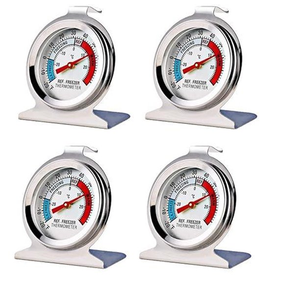 4 Pack Refrigerator Freezer Thermometer Large Dial Analog Thermometer