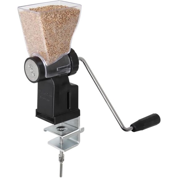Kitchen Grain Mill with Hand Crank and Stainless Steel Burrs