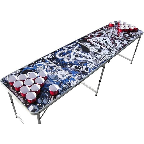 Tattoo Portable Beer Pong Table with Holes