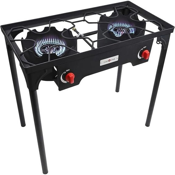 Gas One Double Burner Camp Stove with Regulator & Hose