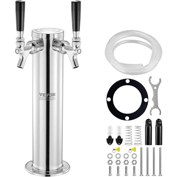 VEVOR Stainless Steel Dual Tap Beer Tower