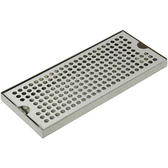 DasMarine Beer Drip Tray Surface Mount No Drain 12 x 5 Stainless Steel