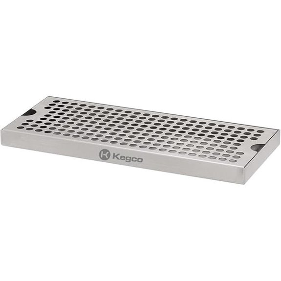 Kegco Dp-125-D Surface Mount Drip Tray with Drain 12 Stainless Steel