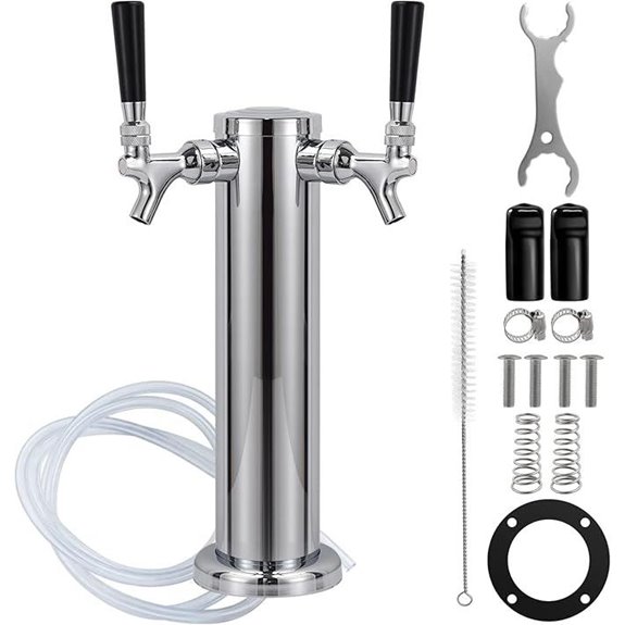 FERRODAY Dual Faucet Kegerator Tower (Stainless Steel)