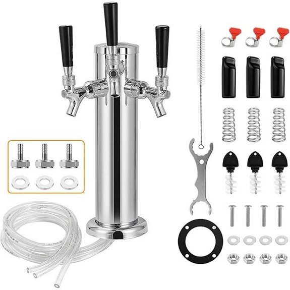 Triple Tap Stainless Steel Draft Beer Tower