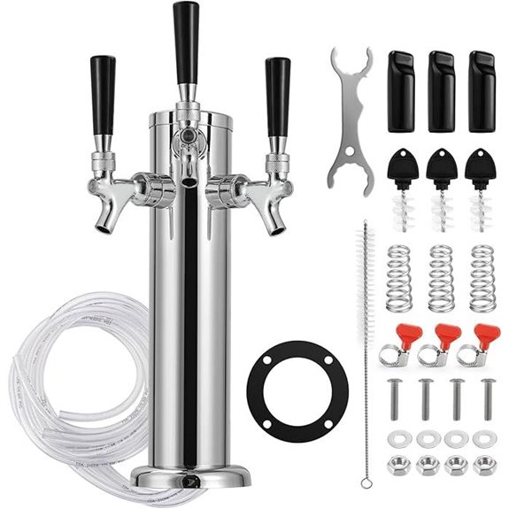 3 Tap Stainless Steel Kegerator Tower