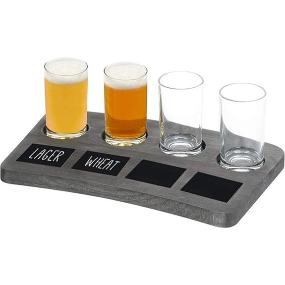 MyGift Vintage Grey Wood Beer Flight & Serving Tray