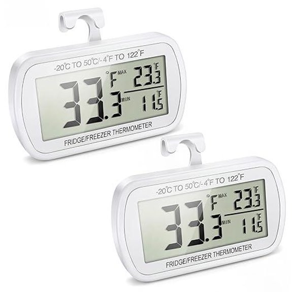 Waterproof Digital Refrigerator Thermometers (2 Pack)